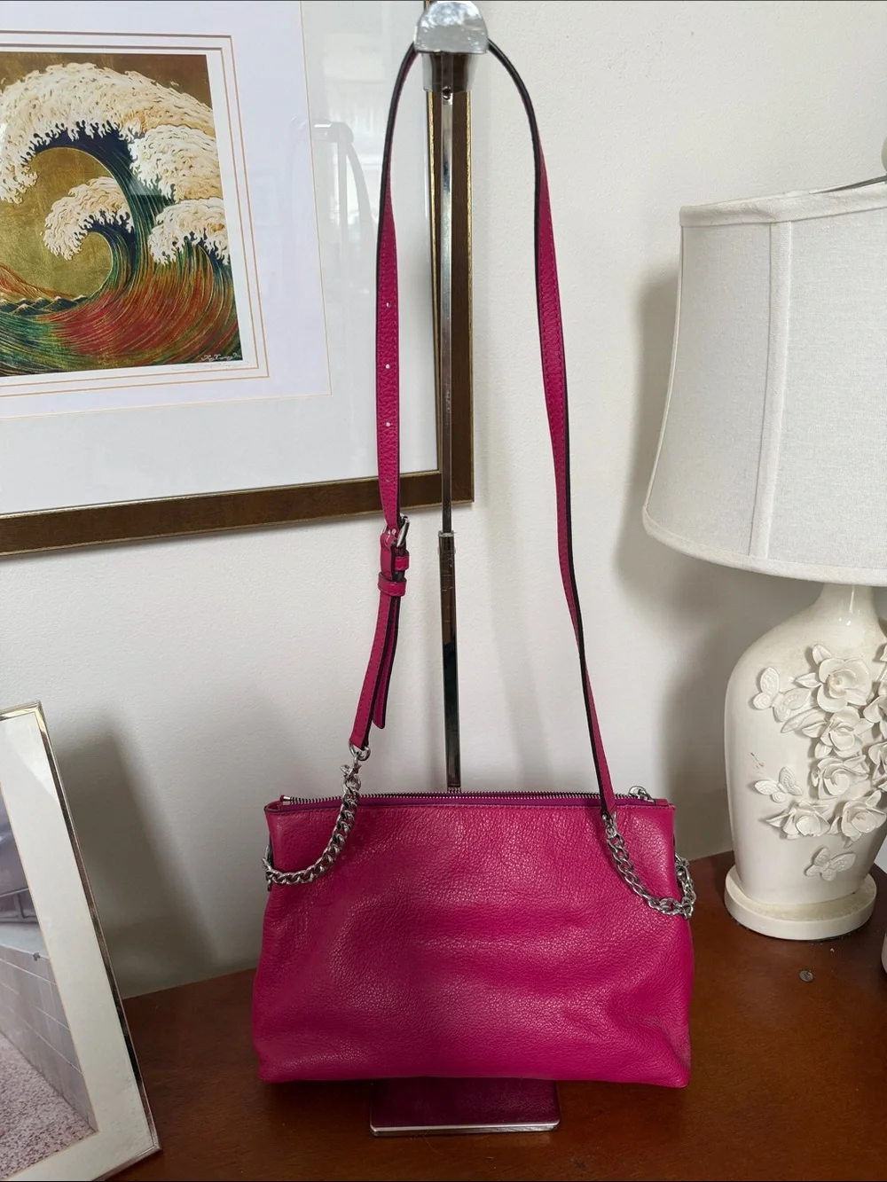 Michael Kors Women’s Pebbled Leather Crossbody Bag - Fuchsia